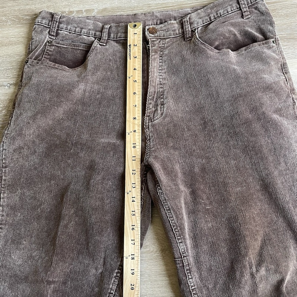 Ojai Women's Brown Corduroy Pants Size 38 Straight Leg Distressed Mini-Cords - Picture 4 of 9